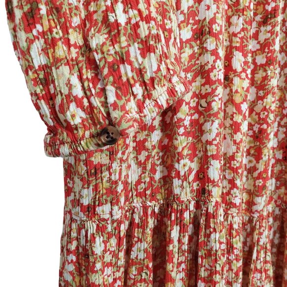 Sonoma Size XXL Dress Long Tiered Crinkle Flowy Floral Keyhole Full Hem Pullover - Picture 13 of 14